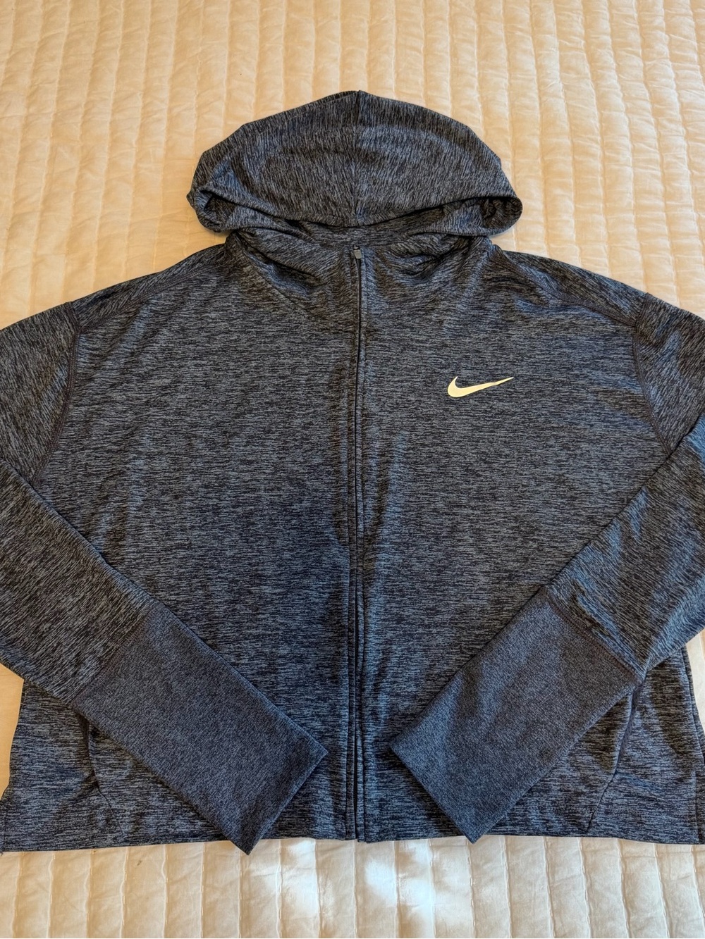 Nike Women’s DriFit Blue Heather Cropped Full-Zip Hoodie Jacket